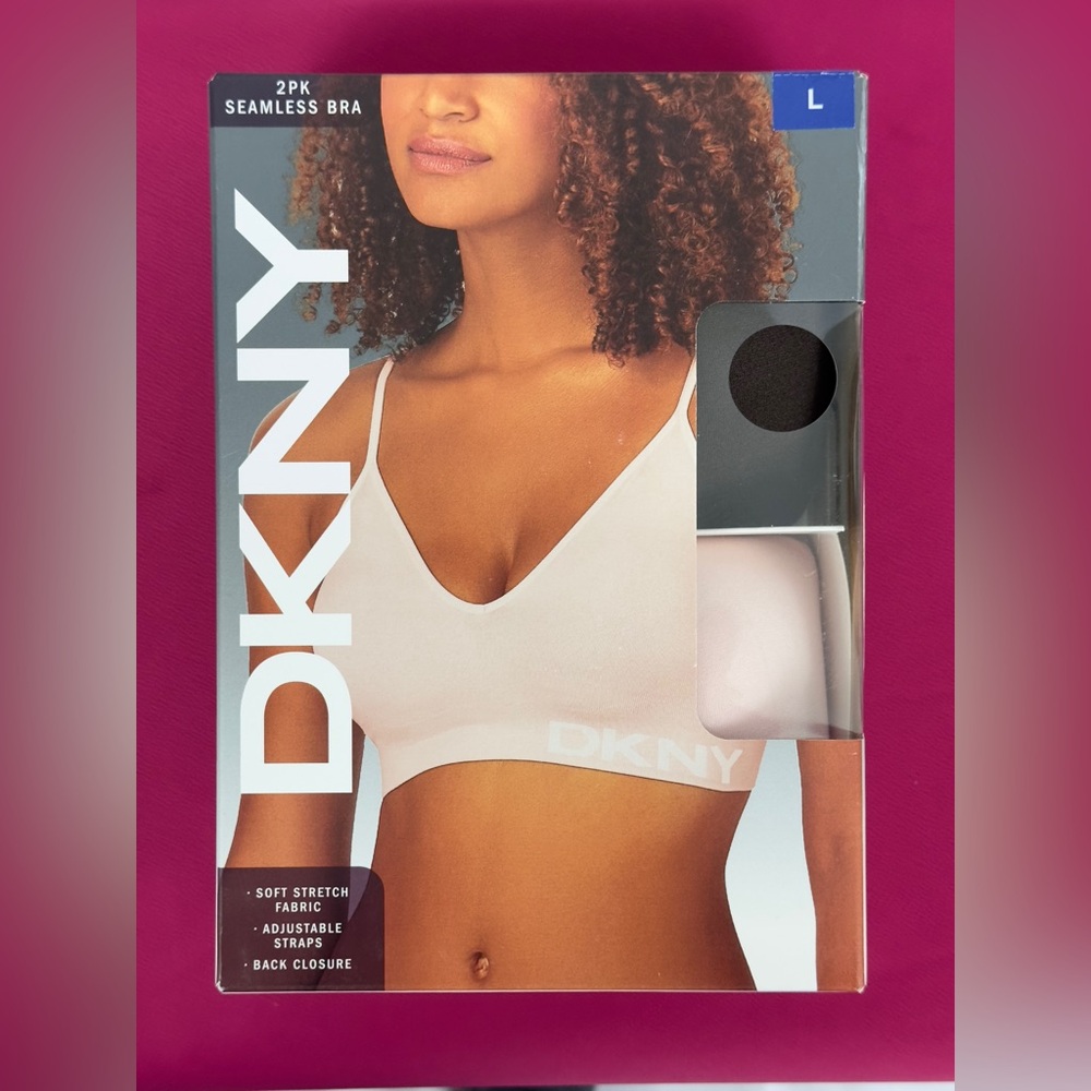 DKNY Women's Seamless Bra 2-Pack Java & Pearl Colors Back Closure   Large   NWT